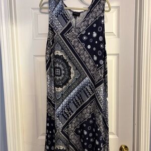 Lane Bryant Navy and White Maxi Dress
